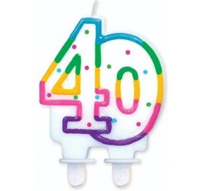 Świeczka urodzinowa Kolorowa cyferka "40"
