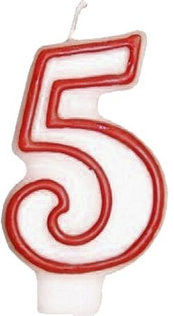 Świeczka cyferka 5 - czerwona
