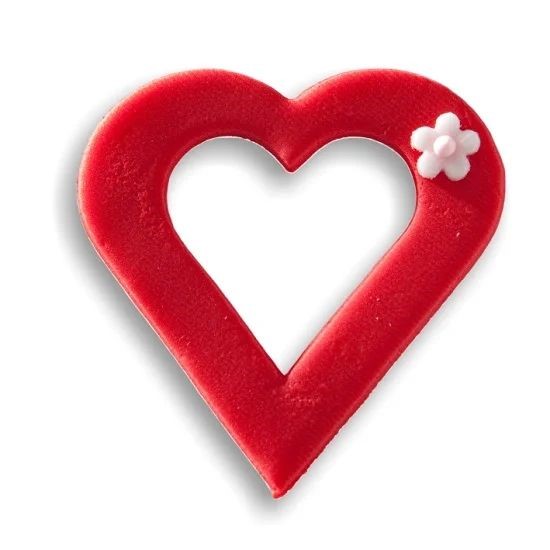 Serduszka czerwone ażurowe z kwiatkiem 2,5cm /50szt.