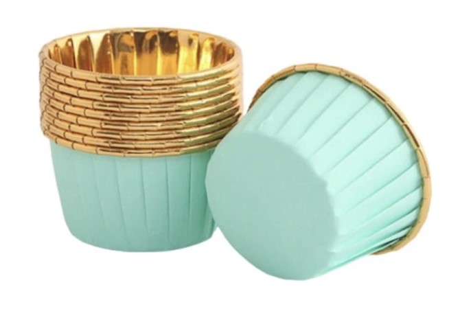 Papilotki aluminiowe do muffinek Zielono-Złote 50szt.