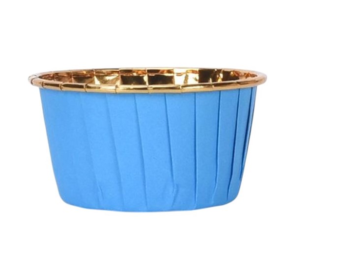 Papilotki aluminiowe do muffinek Niebiesko-Złote 50szt.