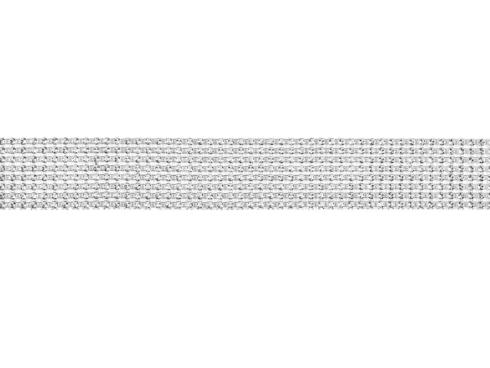 Taśma materiałowa z cyrkoniami SREBRNYMI 8 rzędów 9m x h4cm