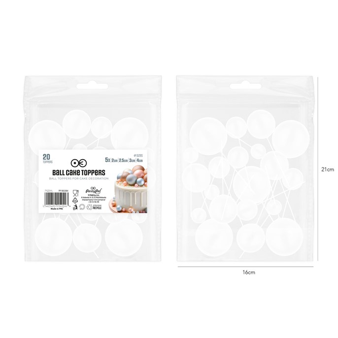 Kuleczki plastikowe na piku BIAŁE  / 20szt.