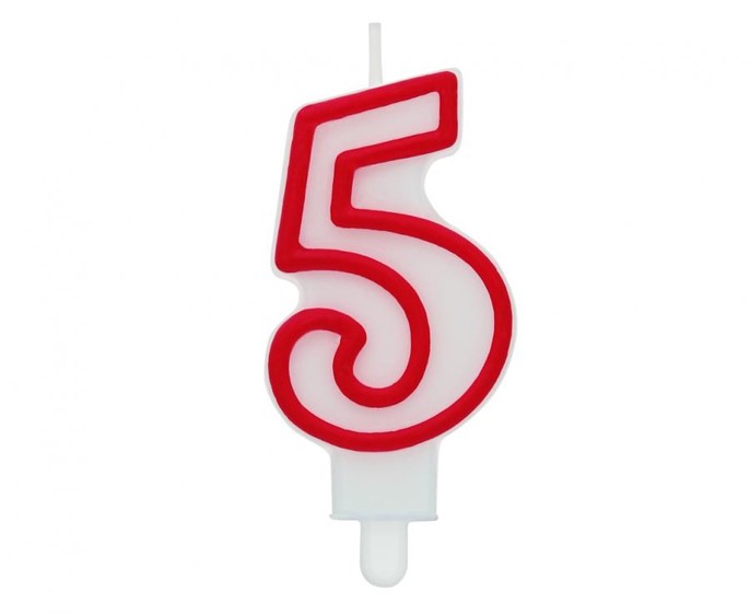 Świeczka cyferka 5 - czerwona