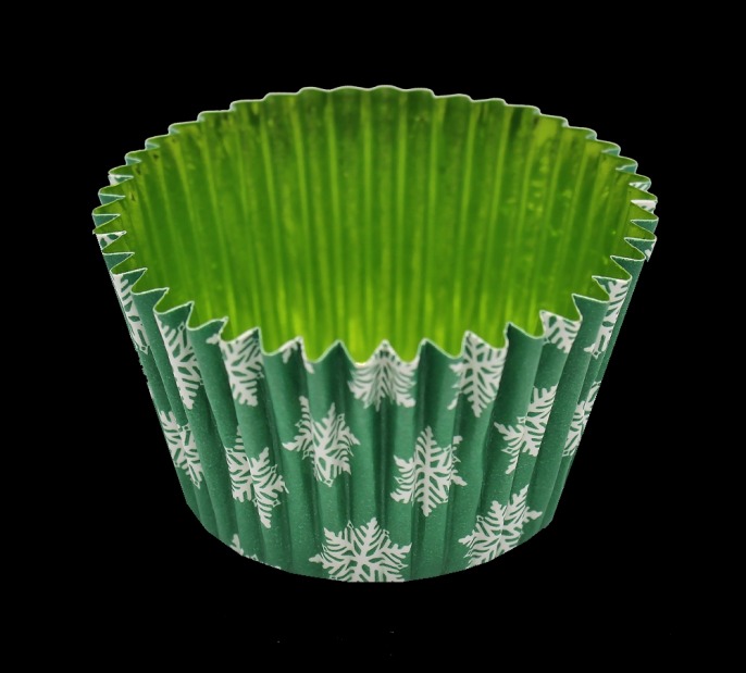 Papilotki aluminiowe do muffinek Polka Zimowa Zielona 90szt.