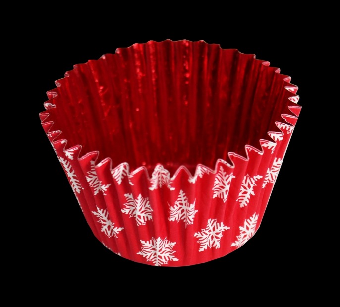 Papilotki aluminiowe do muffinek Polka Zimowa Czerwona 90szt.