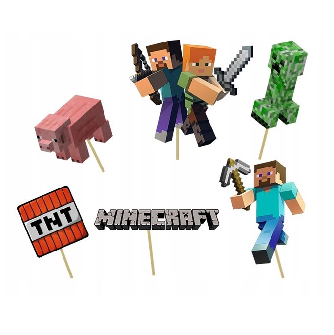 Topper - Karteczki na piku MINECRAFT 6szt.
