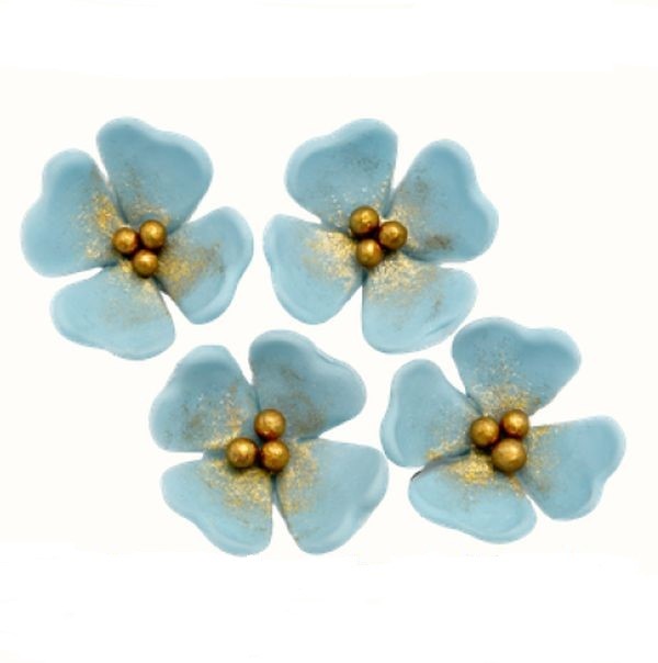 Kwiatki małe Niebieskie ze złotą perełką /25szt.