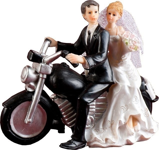 Figurka ślubna PARA MŁODA NA MOTORZE