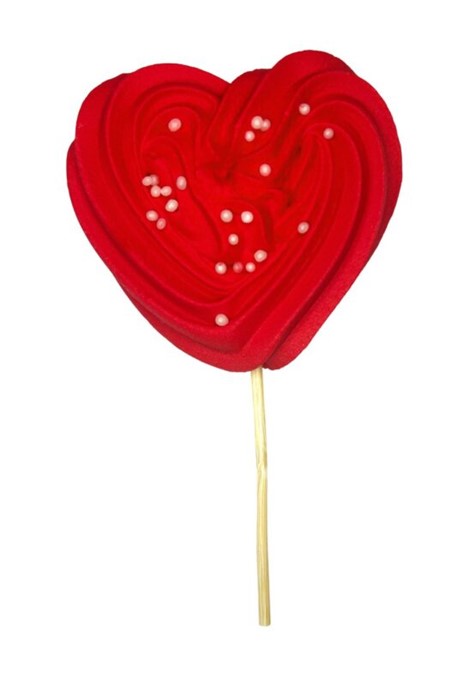 Dekoracja cukrowa na patyku BEZY SERCA CZERWONE 6szt.