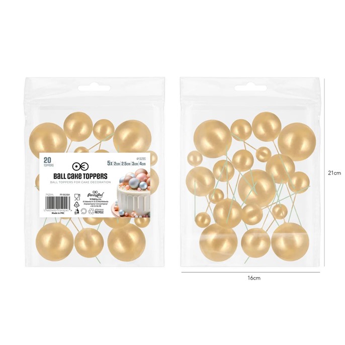 Kuleczki plastikowe na piku ZŁOTE  / 20szt.