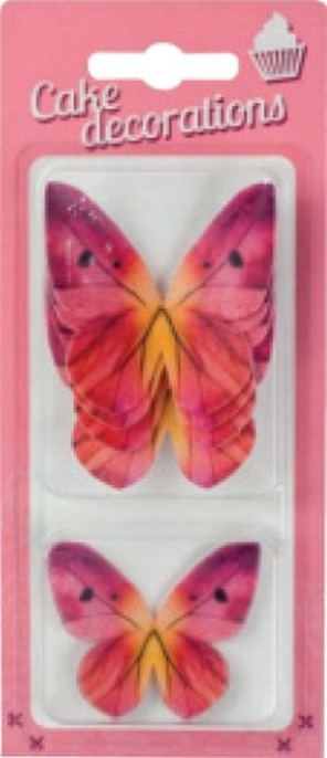 Blister - Motylki waflowe różowe 8szt.