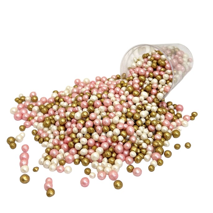 Perełki ryżowe RÓŻOWE-BIAŁE-ZŁOTE perłowe 5mm /1kg