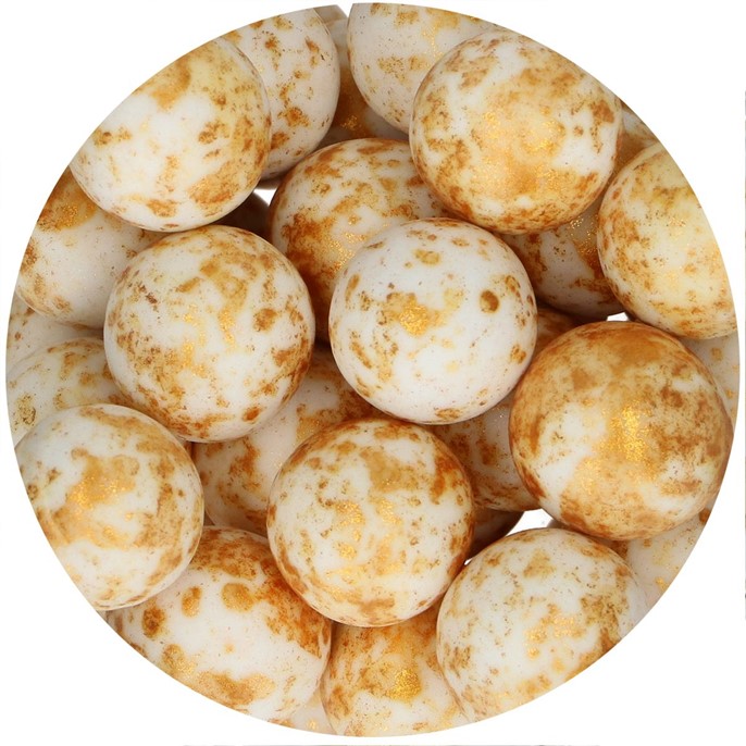 Choco Crispy Balls - Chrupiące kulki czekoladowe Białe nakrapiane złotem / Dusty Gold 1,5cm /130g