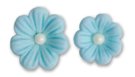 Kwiatki cukrowe błękitne Jaskry z perełką - 140szt