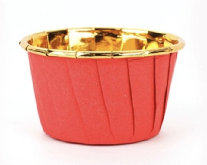 Papilotki aluminiowe do muffinek Czerwono-Złote 50szt.