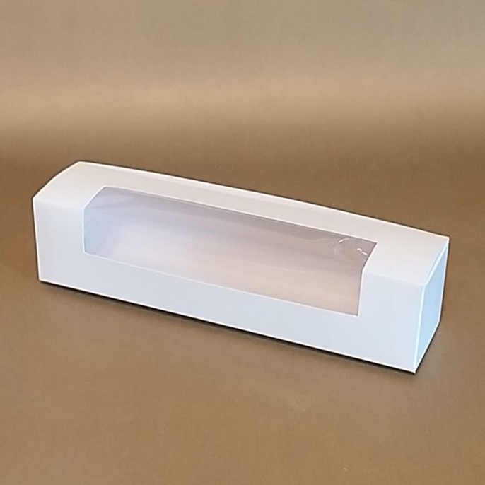 Pudełko z okienkiem na makaroniki BIAŁE 16x4,5xh4,5cm - 1szt