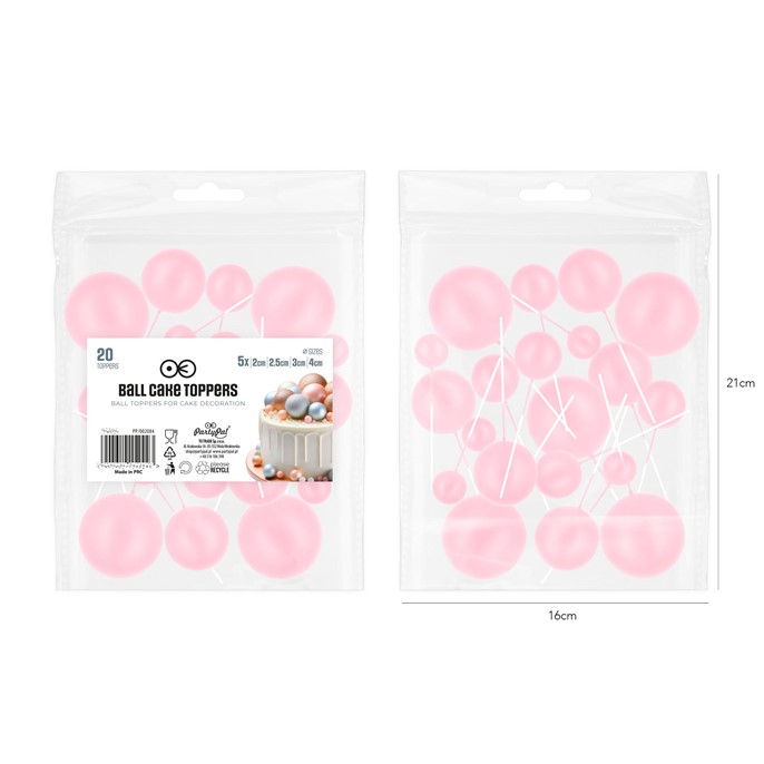 Kuleczki plastikowe na piku RÓŻOWE  / 20szt.