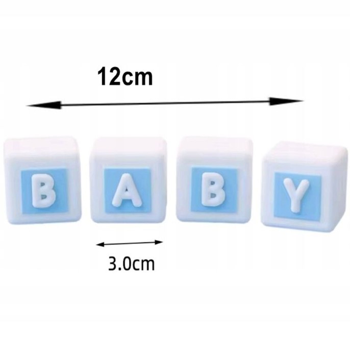 Zestaw ozdób z tworzywa na tort Miś Baby Niebieski