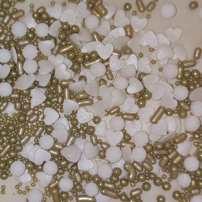 Posypka konfetti mix biało-złoty 100g