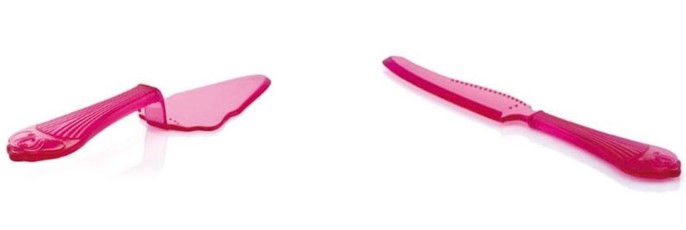 Łopatka i nóż do ciasta FUKSJA plastik