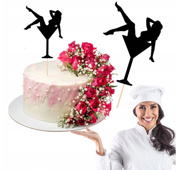 Topper papierowy czarny KOBIETA W KIELISZKU