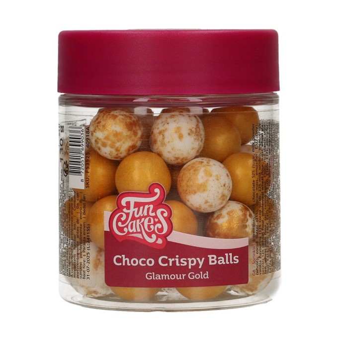 Choco Crispy Balls - Chrupiące kulki czekoladowe Złote i Białe nakrapiane złotem 1,5cm /130g