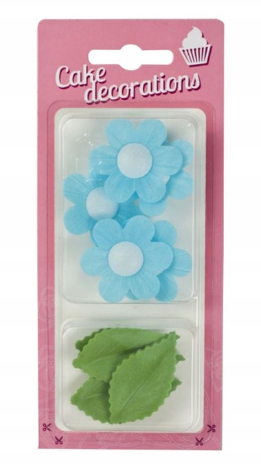 Blister - Listki i kwiatki waflowe niebieskie 6+5szt.