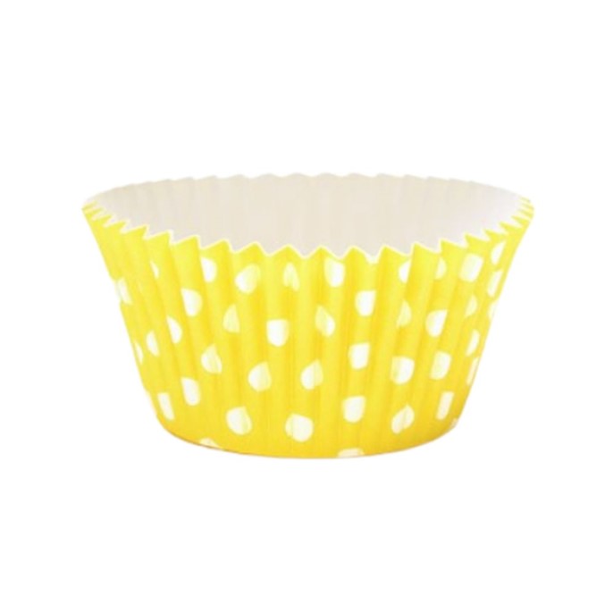Papilotki papierowe silikonowane do muffinek Polka  ŻÓŁTE W BIAŁE KROPKI 90szt.