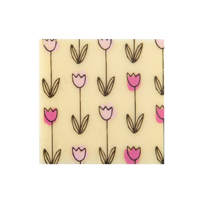 Dekoracje czekoladowe KWADRATY WZÓR TULIPANY 3,5cm - 216szt.