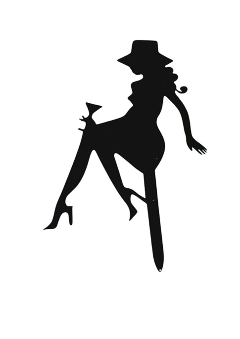 Topper akrylowy czarny KOBIETA W KAPELUSZU