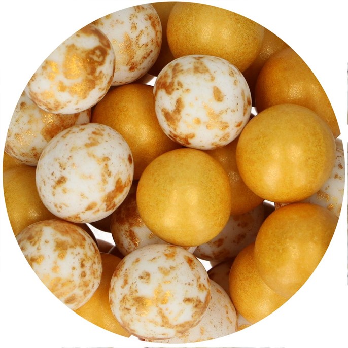 Choco Crispy Balls - Chrupiące kulki czekoladowe Złote i Białe nakrapiane złotem 1,5cm /130g