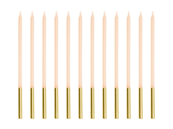 Świeczki urodzinowe BEŻOWE długie 12szt.