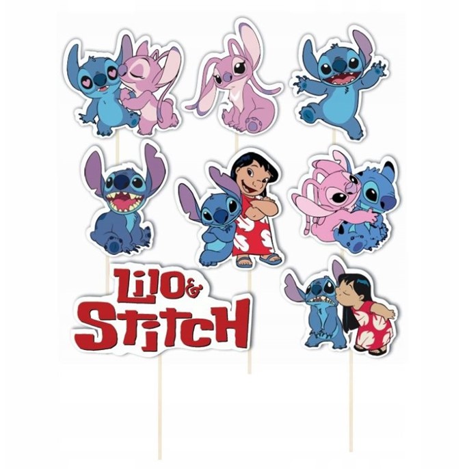 Topper - Karteczki na piku Stitch Lilo  / 8szt.