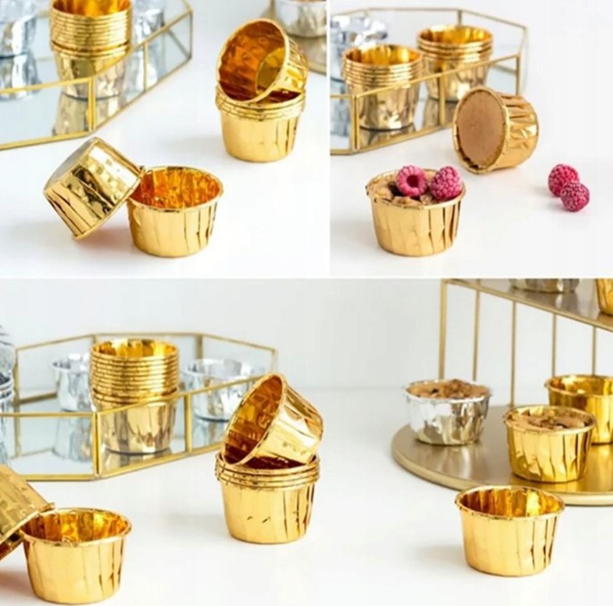 Papilotki papierowe do muffinek ZŁOTE
