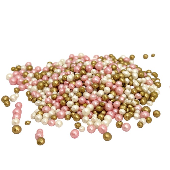 Perełki ryżowe RÓŻOWE-BIAŁE-ZŁOTE perłowe 5mm /1kg