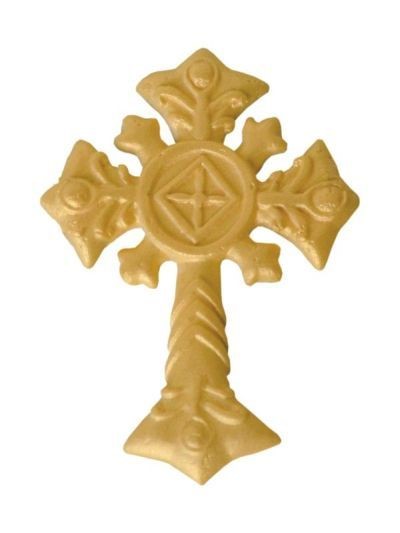 Zestaw komunijny Złoty krzyż, złote perełki i białe kwiatki