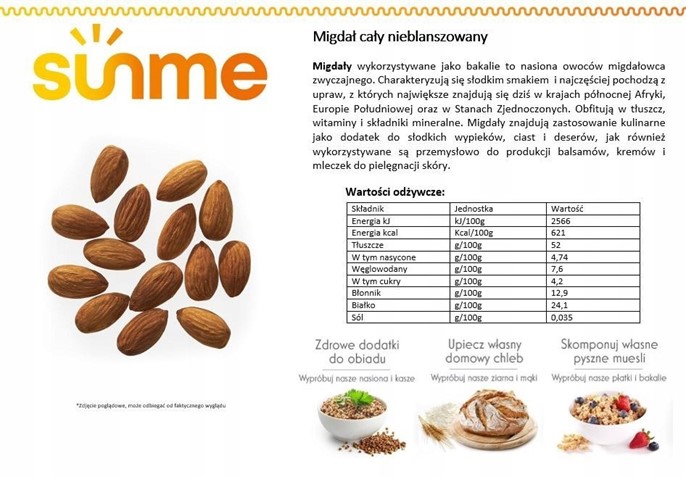 Migdał cały nieblanszowany 1kg