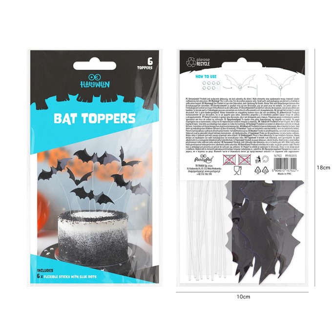 Topper - karteczki na piku HALLOWEEN NIETOPERZE /6szt
