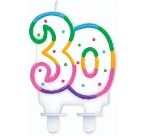 Świeczka urodzinowa Kolorowa cyferka "30"