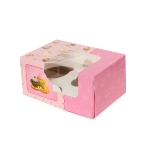 Pudełko RÓŻOWE na ciastka lub 2 muffinki 160x110xh80mm