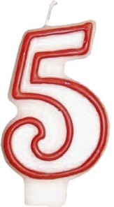 Świeczka cyferka 5 - czerwona