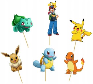 Topper - Karteczki na piku POKEMONY 6szt.