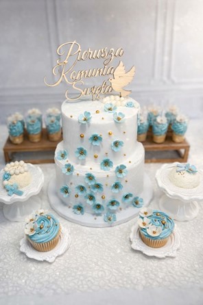 Kwiatki małe Niebieskie ze złotą perełką /25szt.