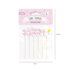 Topper - Karteczki na piku dla dziewczynki BABY SHOWER  6szt