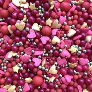 Posypka cukrowa konfetti mix fuksja-złoto 100g