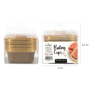 Foremki / Papilotki do pieczenia BRĄZOWO-ZŁOTE 85x85xh35mm /10szt.