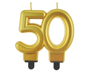 Świeczka urodzinowa Złota metaliczna cyferka "50"