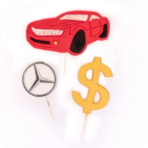 Zestaw cukrowy na patyczkach BUSINESS CZERWONY MERCEDES