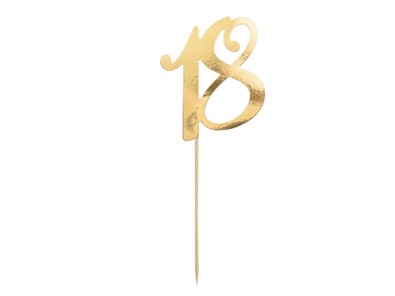 Topper papierowy złota cyfra "18"